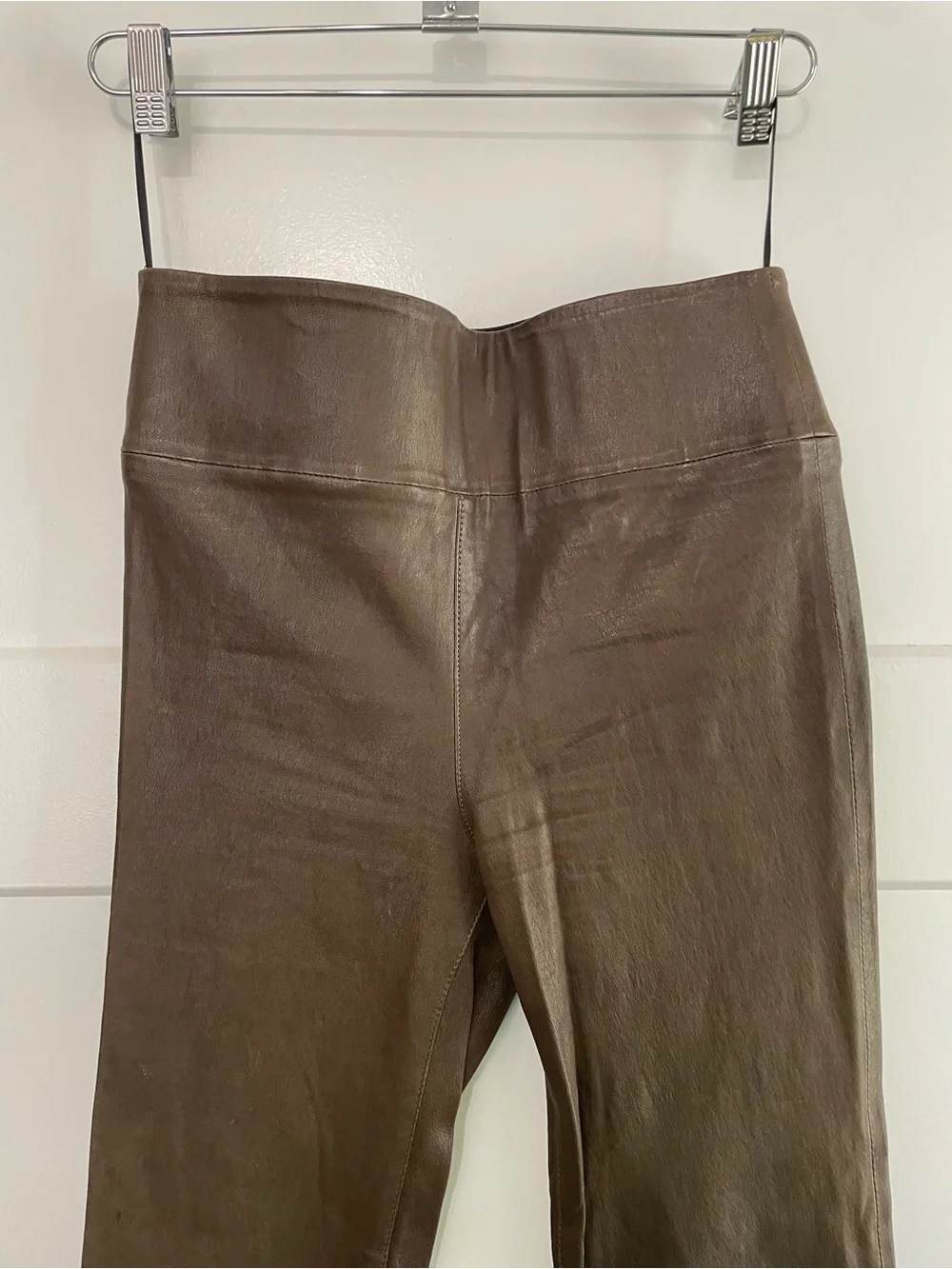 SPRWMN Ankle Crop Flare Pants 100% Lambskin Leather Pants Size 4/6 (Medium)